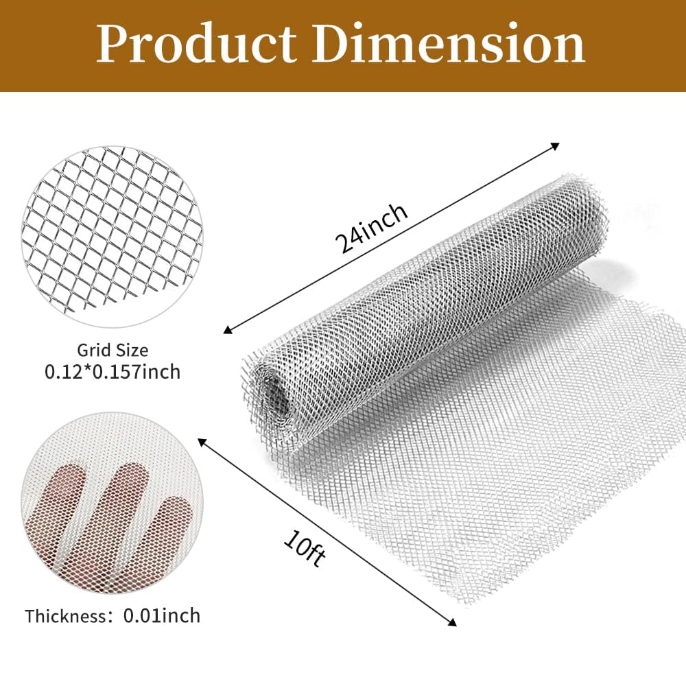 Aluminum Wire Mesh for Arts and Craft Sculpting Mesh Roll 15.7 Inch by 16.4 Foot for Sculpture Projects Craft Wire Mesh for Crafts (Silver, 15.7inch x 16.4foot)