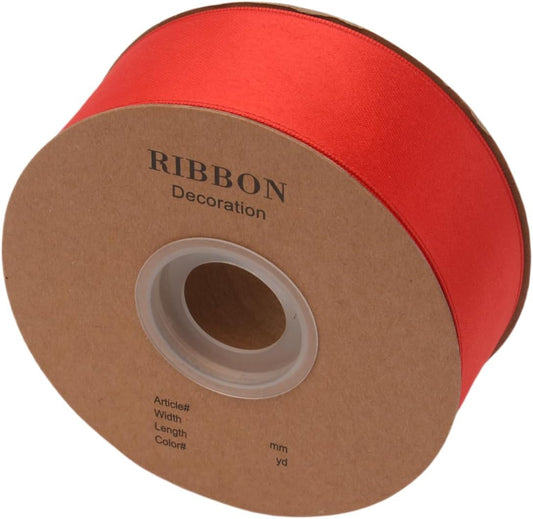 Double Side Satin Ribbon, Continuous 20 Yards,Use for Craft Bows Bouquet, Gift Wrapping, Wedding Decoration, Floral Arrangement (Red, 1-1/2 inch)