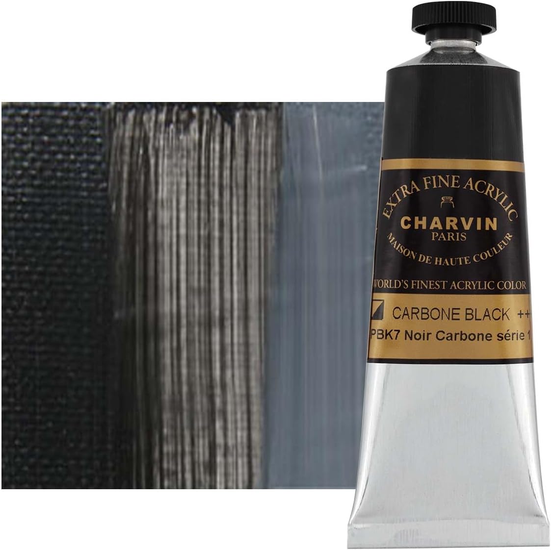 Charvin Extra Fine Professional Acrylic Paint - Carbon Black, 150ml Tube, Triple-Milled, Lightfast Pigments, Open Stock Artist Acrylic Paints in Nature-Inspired Hues