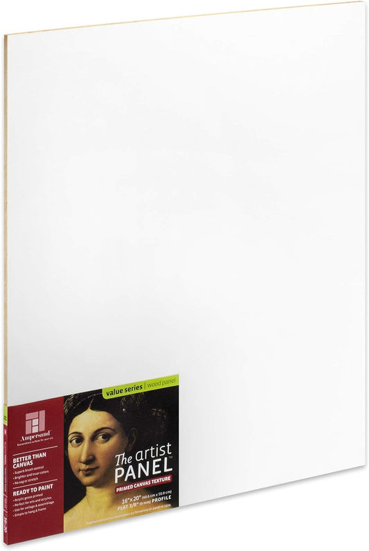 Ampersand Art Supply Wood Gesso Art Painting Panel: Canvas Texture, 3/8 Inch Depth, 16" x 20"
