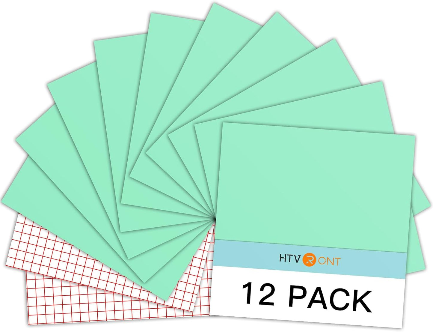 HTVRONT Mint Permanent Vinyl for Cutting Machine,12 Pack Permanent Bundle,10 Mint Vinyl Sheets 12" x 12" & 2 Transfer Tape Sheets for Party Decoration, Sticker, Craft Cutter, Car Decal (Glossy)