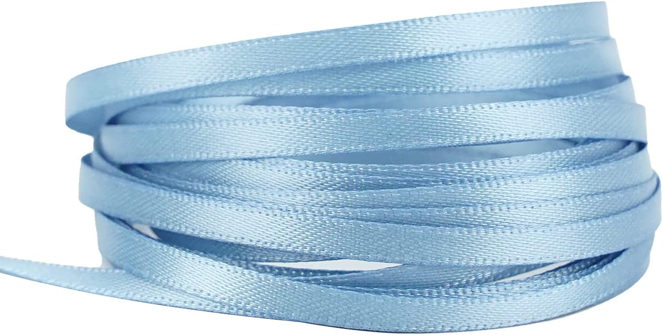 HUIHUANG Solid Color Satin Ribbon 1/8 inch x 100 Yards Roll Ribbon Double Faced for Crafts Gift Wrapping DIY Bows Invitation Card (Dusty Blue)