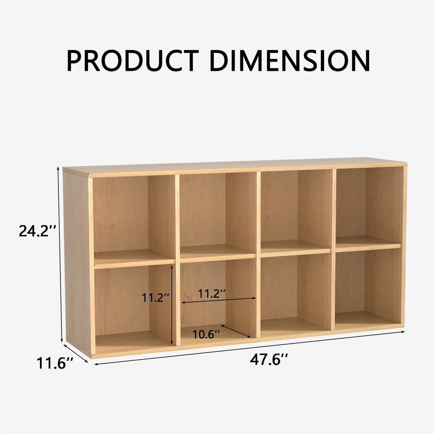 Wooden 8 Cube Storage Organizer with Closed Back Panel, Cube Shelf Heavy Duty Cubby Storage Organizer with Compartments for Living,Display Shelf,Bookshelf Furniture (Oak, 8-Cube)
