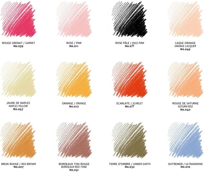 Conté à Paris Colored Crayons Set with 12 Assorted Portrait Colors