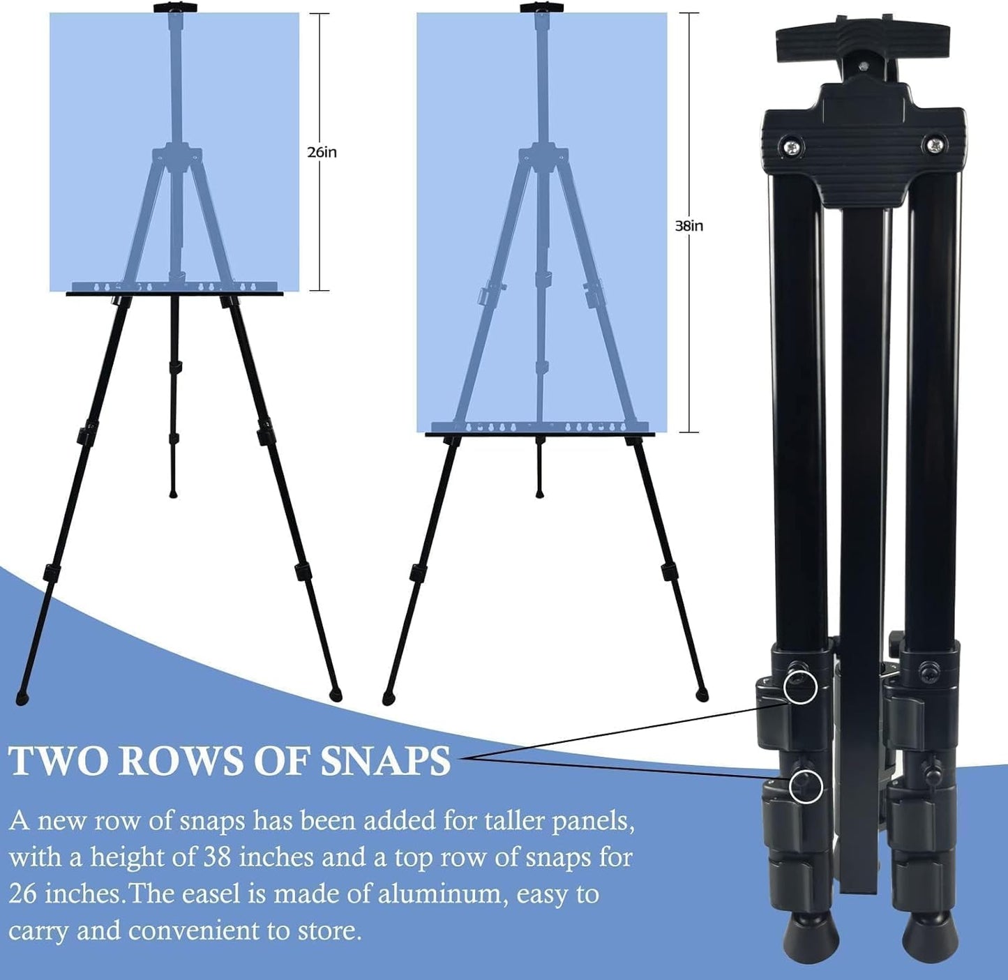 Art Painting Display Artist Easel Stand,Ns Jymb Portable Metal Adjustable Easels for Painting Canvases Height from 17 to 66 Inch - Carry Bag for Table-Top/Floor Displaying and Wedding Signs - Black