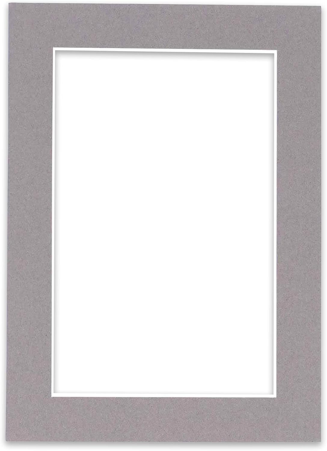 Poster Palooza 8x10 Mat Bevel Cut for 5.5x8.5 Photos - Acid Free Charcoal Grey Precut Matboard - For Pictures, Photos, Framing - 4-ply Thickness