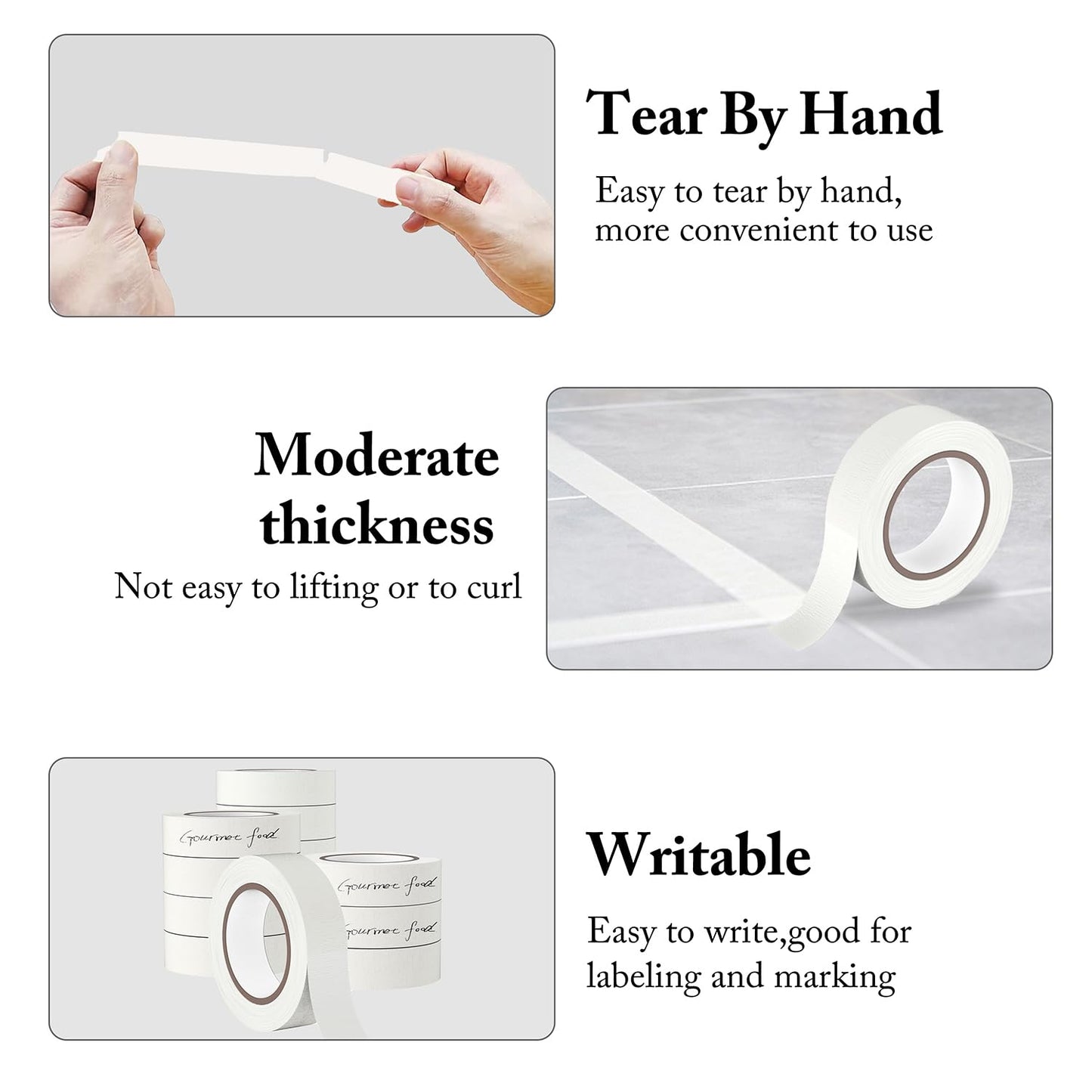 WANBAO Masking Tape Masking Tape Bulk 0.7 inch 55 Yards 3 Rolls for DIY Painting, Labeling, Packing, Craft, Art, etc, 165 Total Yards