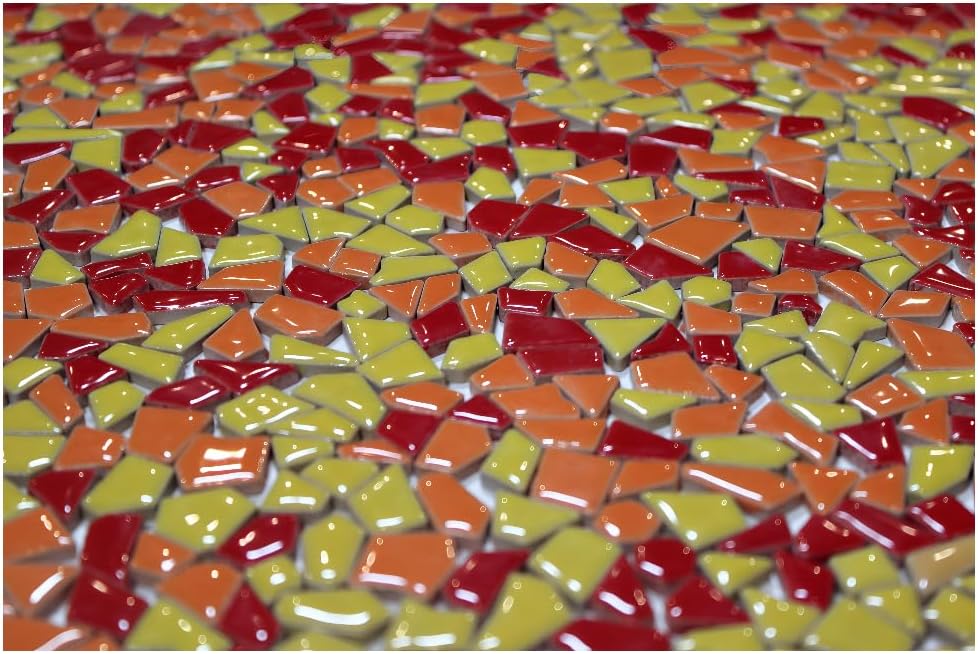 Ceramic Mosaic Tiles for Crafts & Art Projects 200 Grams Vibrant Colors Pieces Fit Together Like a Puzzle Endless Creative Ideas for Mosaic Art DIY Hobbies Small Sizes (Red Orange Yellow)