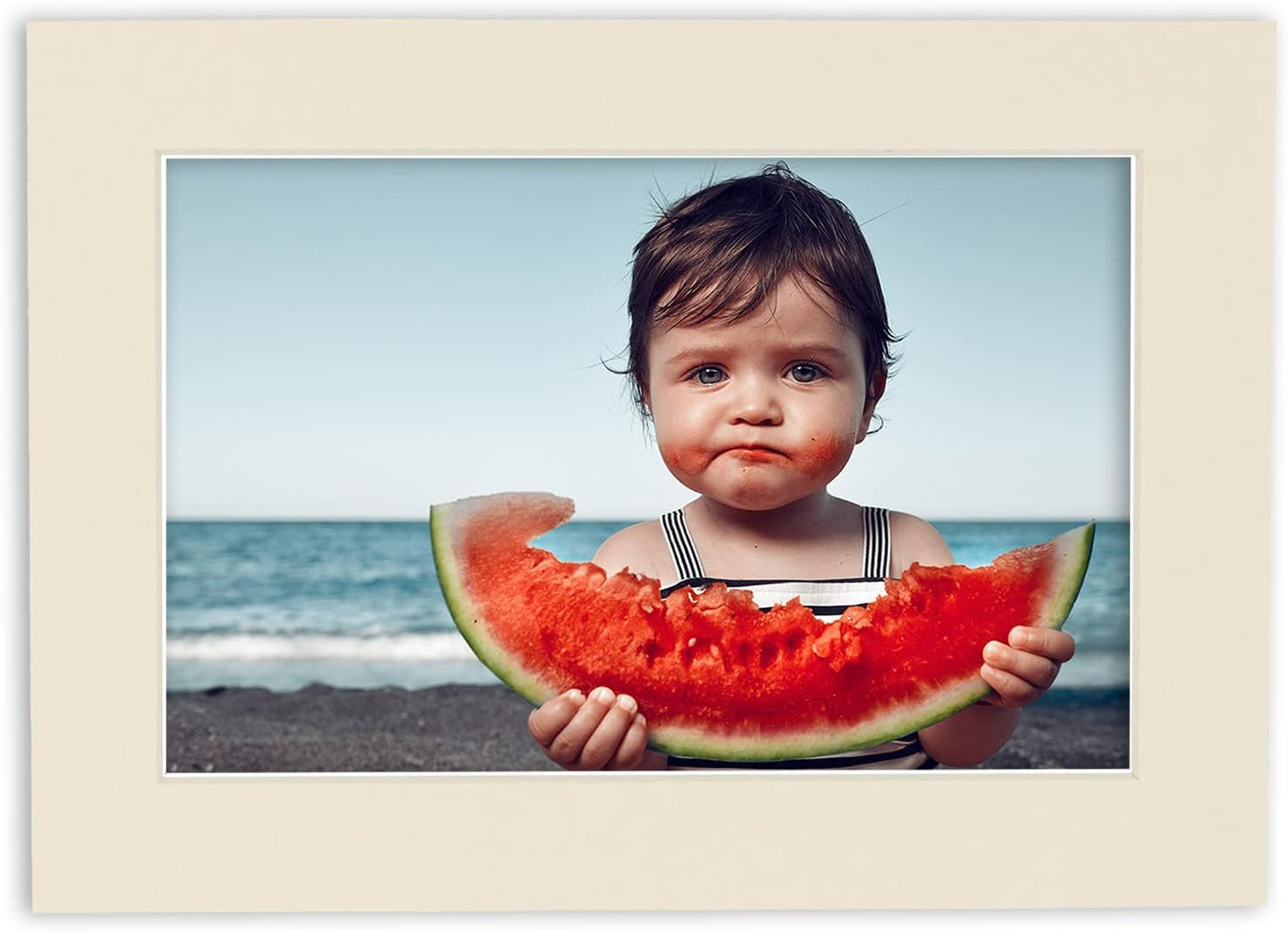 8x10 Mat Bevel Cut for 5.5x8.5 Photos - Acid Free Textured Cream Precut Matboard - For Pictures, Photos, Framing - 4-ply Thickness