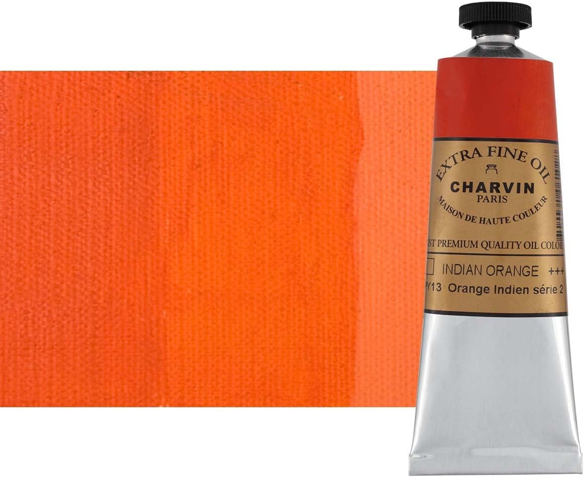 Charvin Extra Fine Oil Paint, Indian Orange 60 mL - Triple-Milled, Rich Texture, Poppy Oil-Based, Light-Fast, Handmade, Archival Quality