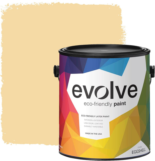 EVOLVE Paint & Primer: Environment-friendly, Low Sheen with One-coat Coverage for Interior & Exterior surfaces (Honey Yellow, 1-Gallon)