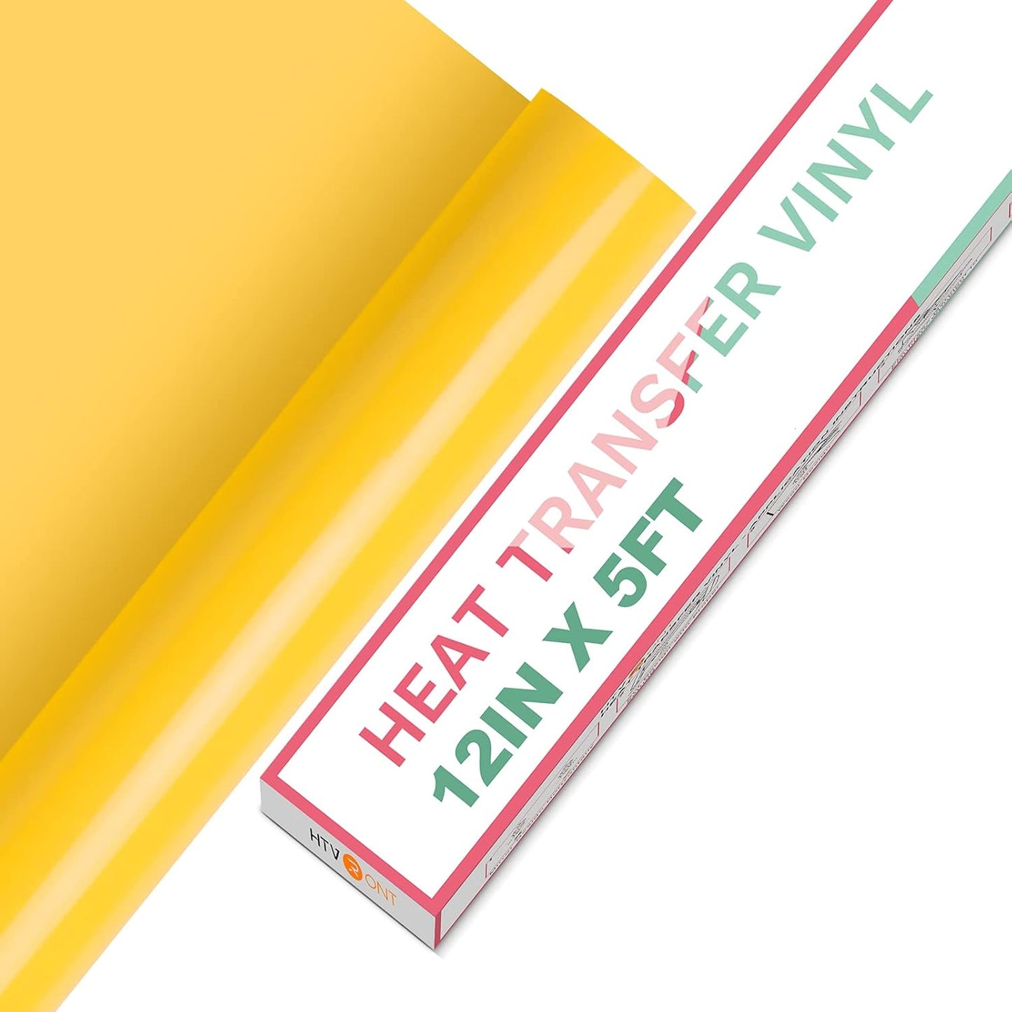 HTVRONT Yellow 12" x 5ft HTV Vinyl Rolls - Easy Cut & Weed Heat Transfer Vinyl for Shirts, Iron on Vinyl for All Cutter Machines