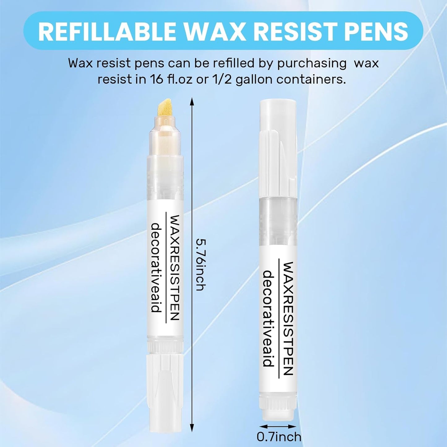 Marspark 2 Set Wax Resist Pens for Pottery Glaze Refillable Ceramic Pens for Decorating Under Pottery Bisque Not Contain Wax