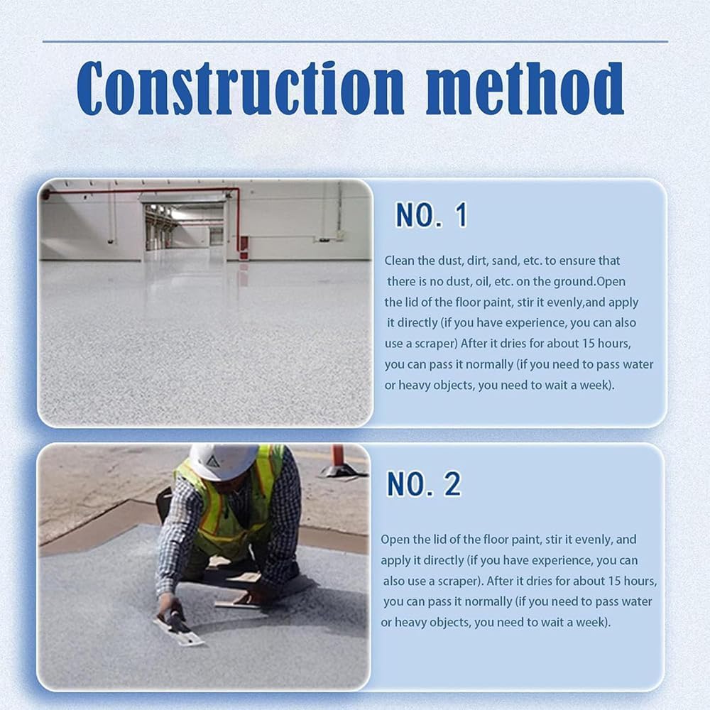 Louis Forest Epoxy Floor Paint, High-Gloss Marble Effect Epoxy Floor Coating (White Hemp Gray,1pcs)