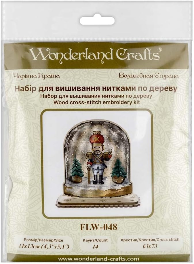 Wizardi Christmas Soldier Cross-Stitch kit on Wood FLW-048 Wonderland Crafts