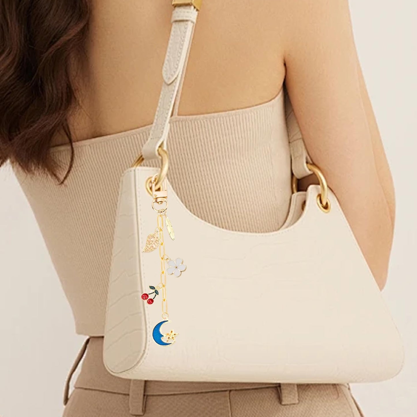 MORWLAT 281 PCS Gold DIY Keychain Making Kit Cute Bag Charm Kit 60 Charms 8 Keychain Clips with Key Ring Swivel Snap Hook Lobster Claw Clasps 200 Jump Ring Jewelry Plier DIY Set Women Craft (60)