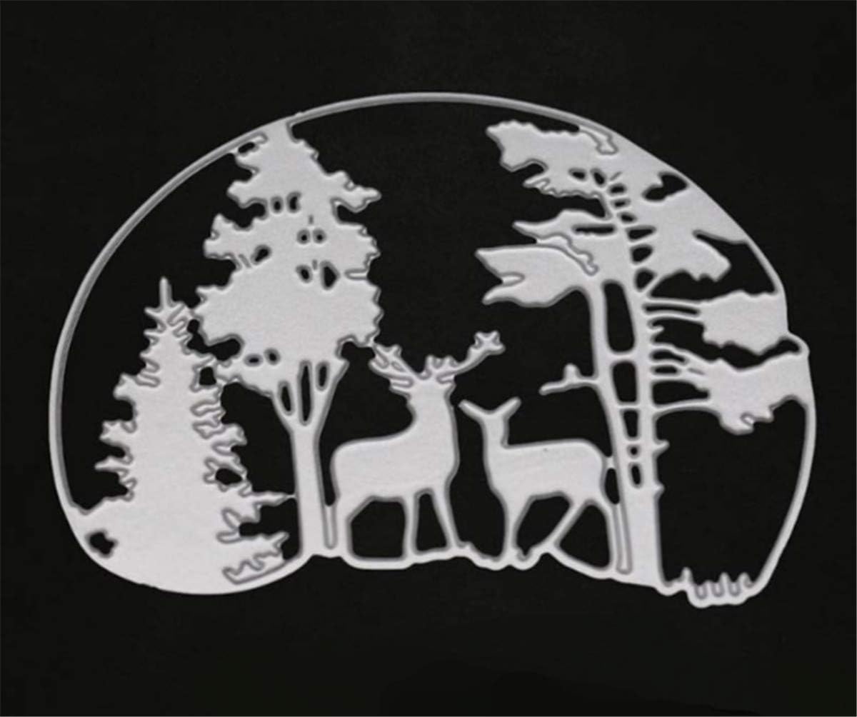 Metal Cutting Dies DIY Merry Christams Embossing Stencil Template Scrapbooking Card Making Mold Photo Album Arts Crafts Tools (Christmas Tree and Deer -12.5x10cm)