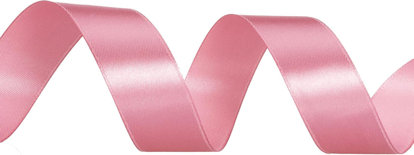 1 Inch Rose Gold Solid Satin Ribbon, 50 Yards Craft Fabric Ribbon for Gift Wrapping Floral Bouquets Wedding Party Decoration
