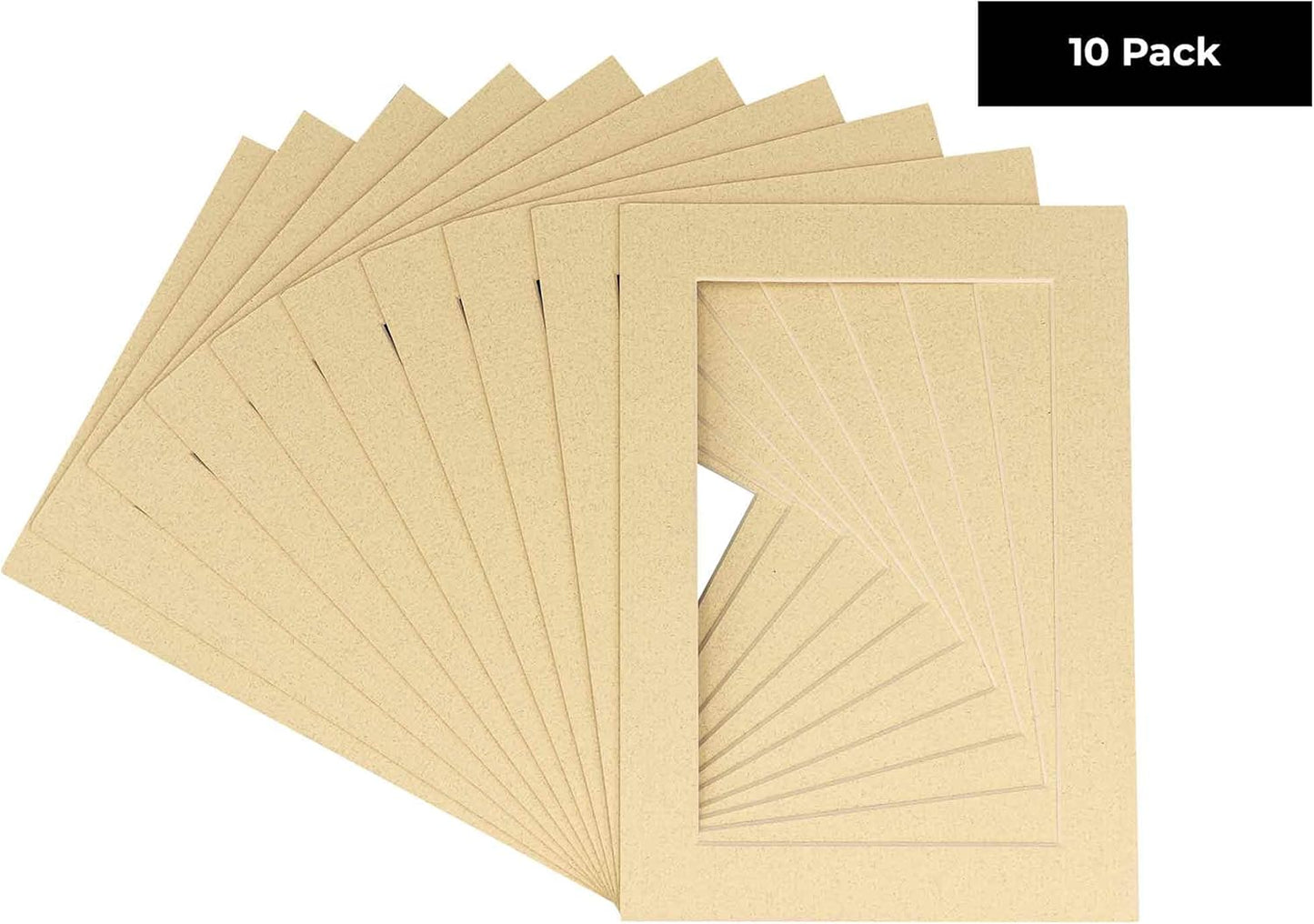 11x14 Mat for 8.5x11 Photo - Precut Tan Picture Matboard for Frames Measuring 11 x 14 Inches - Bevel Cut to Display Art 8.5 x 11 Inches - Acid Free Pack of 10 MATS with Backing Boards & Clear Bags