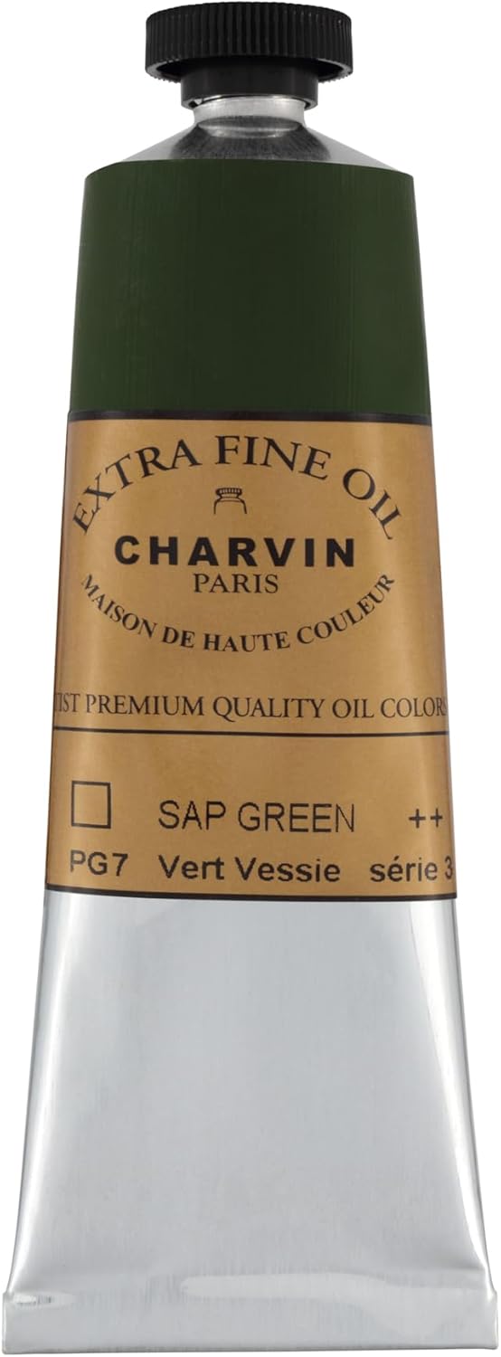 Charvin Extra Fine Oil Paint, Sap Green 60 ml - Triple-Milled, Rich Texture, Poppy Oil-Based, Light-Fast, Handmade, Archival Quality
