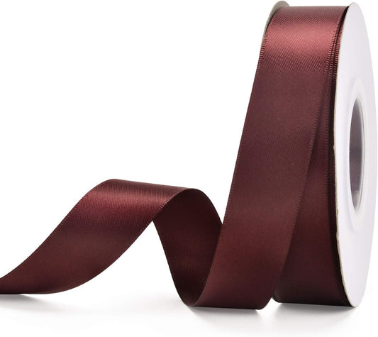 YAMA Double Face Satin Ribbon - 7/8" 25 Yards for Gift Wrapping Ribbons Roll, Burgundy