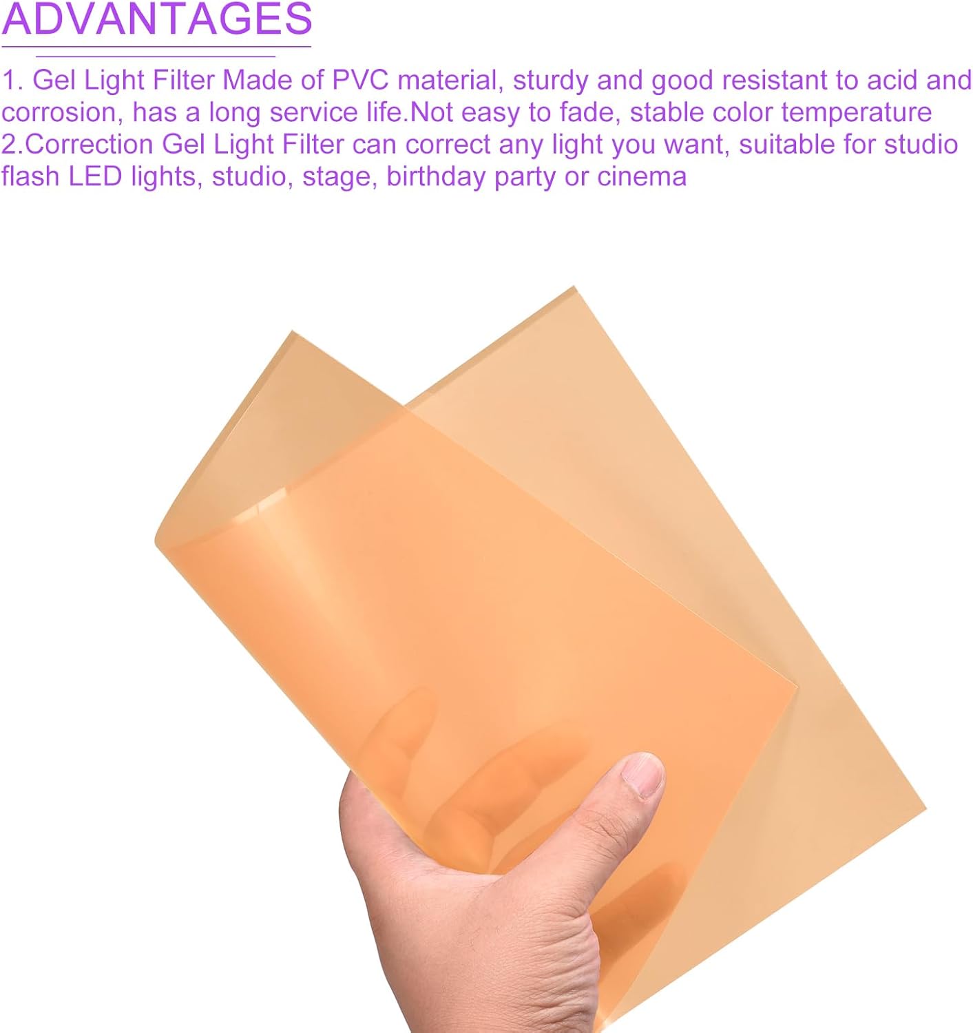 DMiotech 4Pcs Correction Gel Light Filter Overlay Transparent Plastic PVC Sheets Orange for Photo，Film,Video