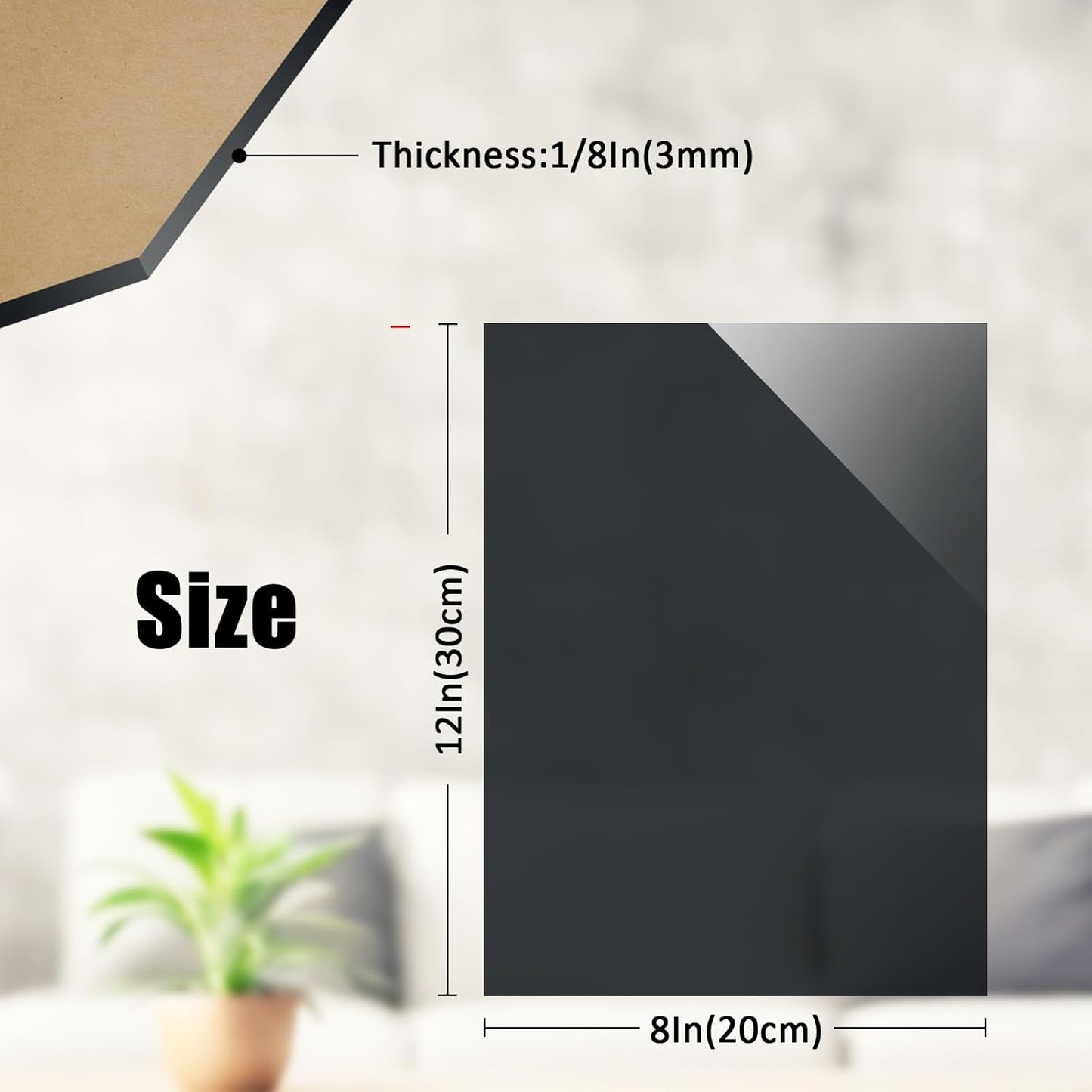 8×12In Clear Black Acrylic Sheet for Laser Cutting 3mm Thick Hard Laser Acrylic Sheet Black Pastic Sheet for Home Decor Sign,DIY Materials for Photo Frame