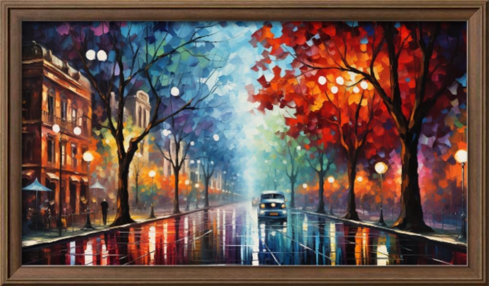 Leczany Cross Stitch Stamped Kit for Adults or Kids - Beautiful Street View | DIY Embroidery Starter Patterns Craft Kit Needlepoint for Beginner | 11CT, 3 Strands | 23.6x13 inches