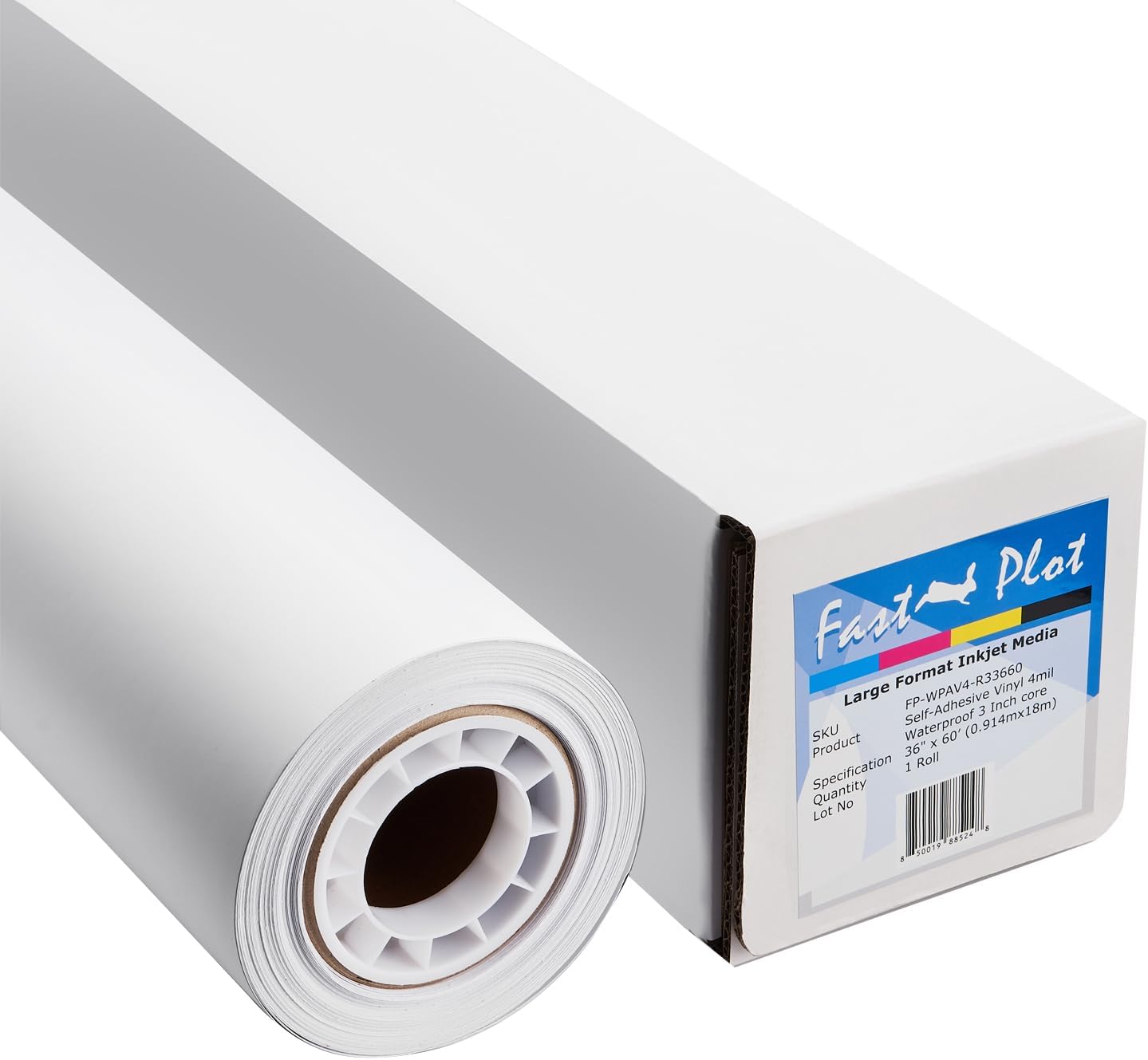 FastPlot Self Adhesive Vinyl - Waterproof 4mil - 36inch x 60ft Roll - 3inch core