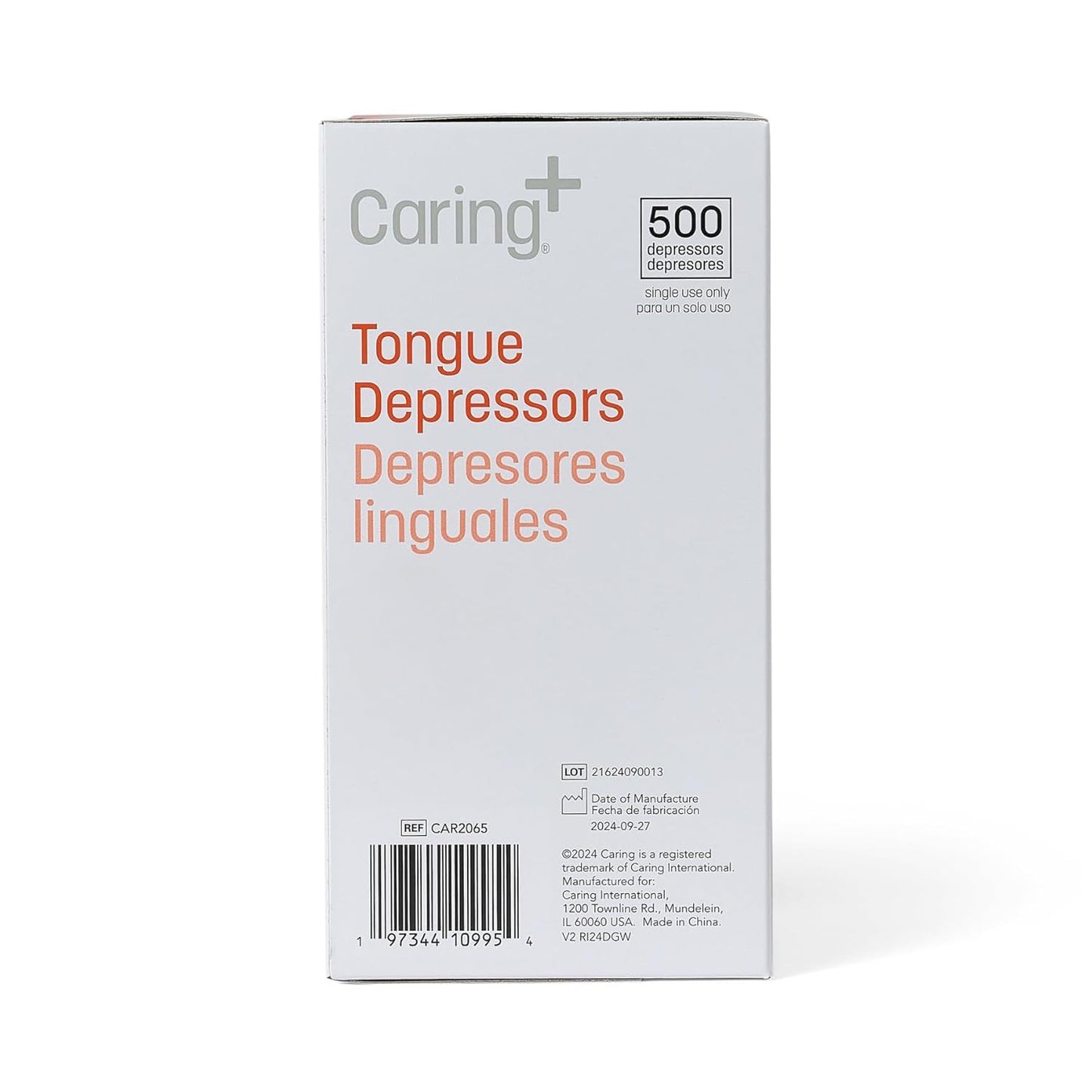 Caring Wood Tongue Depressors, Standard 6 Inch Length, Non-Sterile, High-Quality Wood, Unflavored, Splinter-Free, Versatile for Medical, Beauty, Arts, Crafts, and More - 500 Count Box