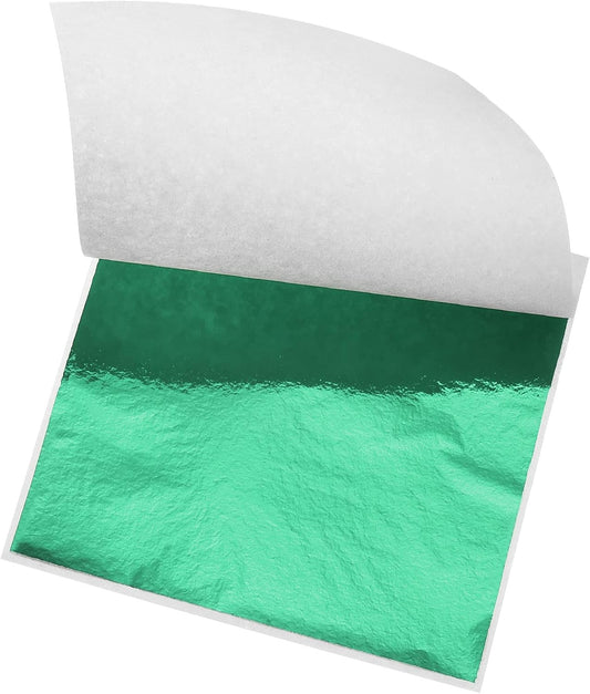 MECCANIXITY Gold Leaf Foil Sheet, Cyan Leaf Papers, 3.3 x 3.1inch for Art Decoration, Sculptures, Painting, Pack of 100