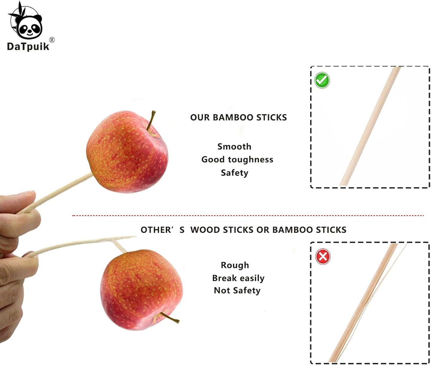 DaTpuik- 1/4 x 12 Inch 100 PCS Square Dowel Rods Wood Sticks Wooden Dowel Rods Unfinished Bamboo Sticks - for Crafts,Home Decor, Model Making and DIYers