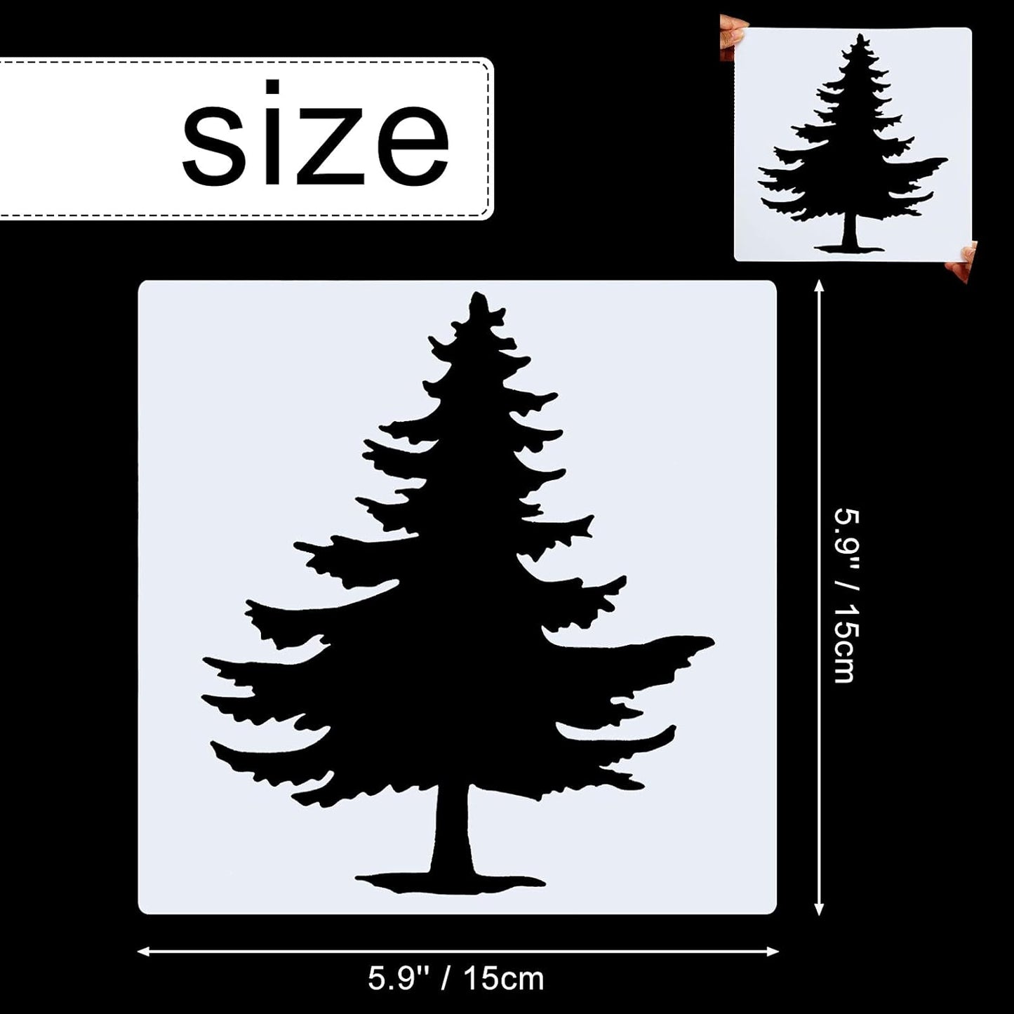 8 Pieces Pine Tree Stencils Art Painting Templates Stencils for Painting on Wood Winter Holiday DIY Wall Floor Decor Supplies (6 x 6 Inch)