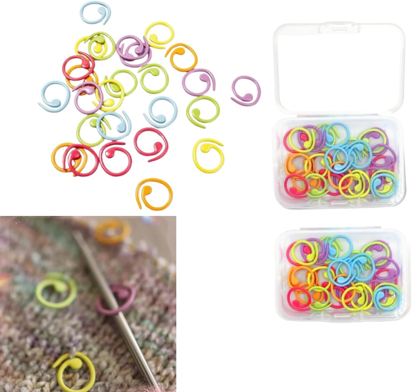 Hilsayum Multicolor Stitch Markers Knitting Stitch Rings Mini Size Crochet Markers Knitting Tool for Sewing Weaving