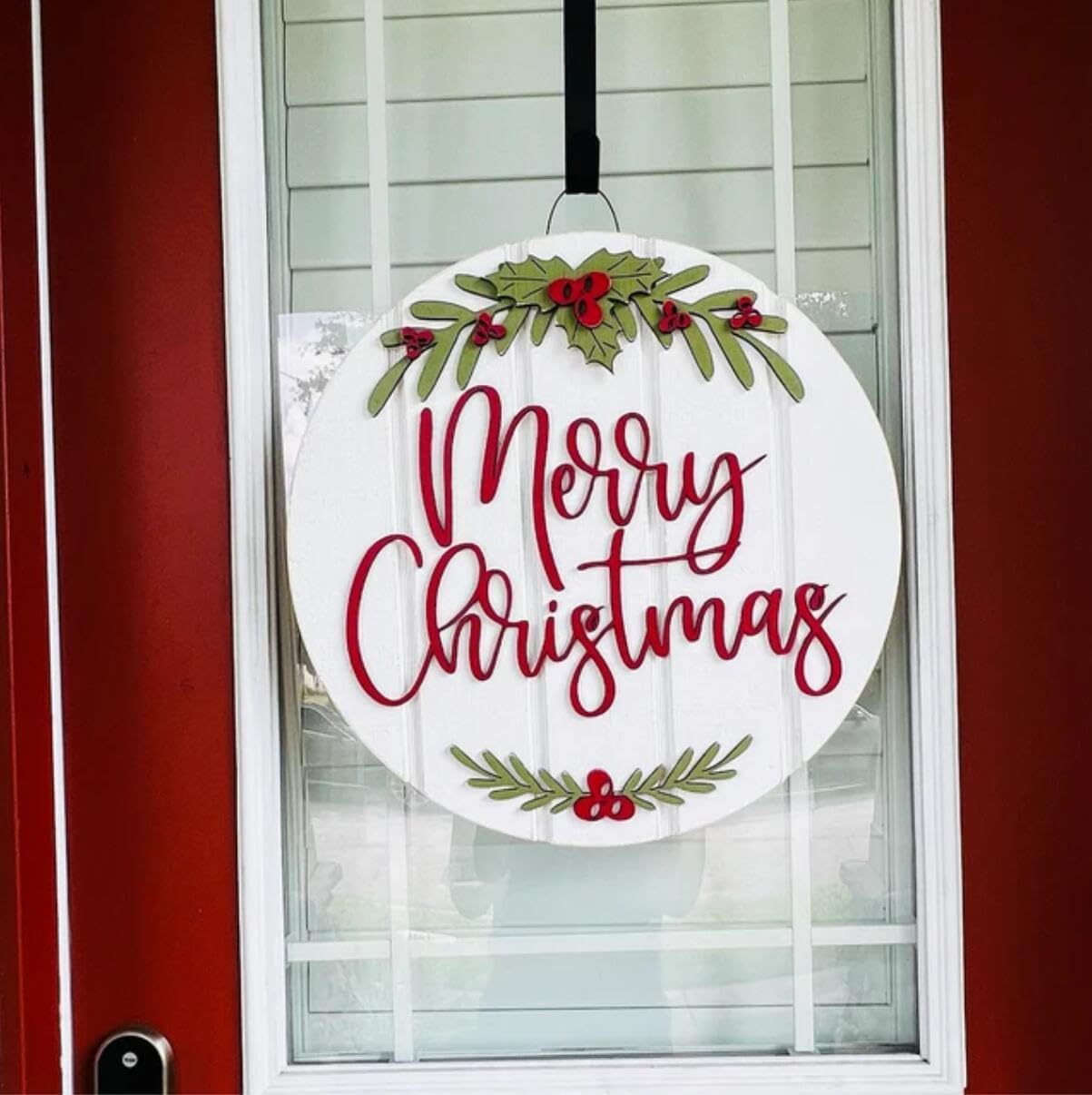 Christmas Stencil for Painting on Wood 12" Merry Christmas Doormat Stencils for Crafts Reusable Holiday Stencil Drawing Templates for Door Hanger Porch Wreath Decor