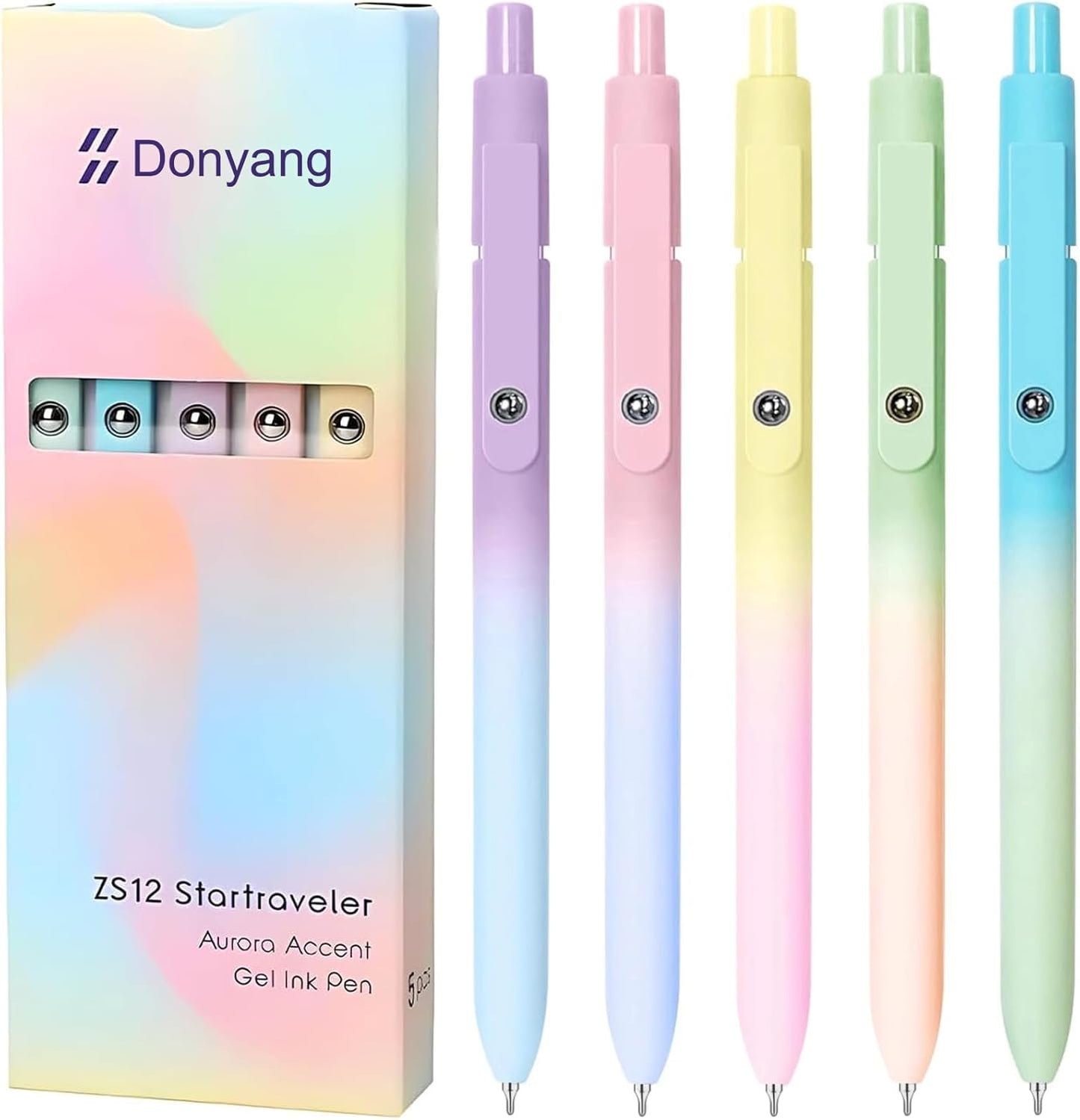 Gel Pens, 5PCS 0.7mm Cute Gel Pens Black Ink Fine Point Pens With Smooth Writing for Journaling Note Taking, High-End Series Ballpoint for School Office Supplies, Easter Basket Essentials(Gradient)