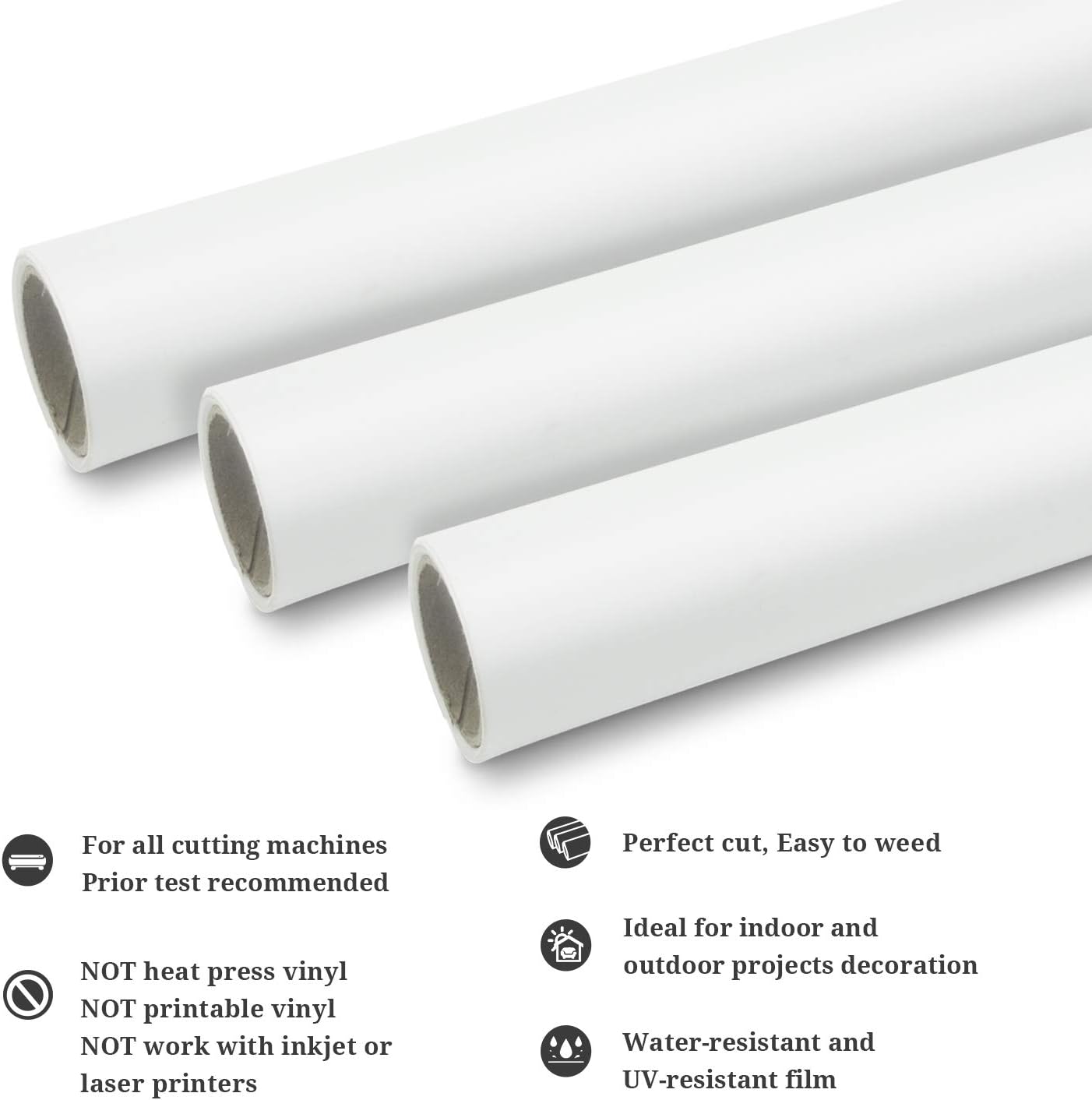 TECKWRAP Permanent Adhesive Vinyl 12" x 10ft, Matte White