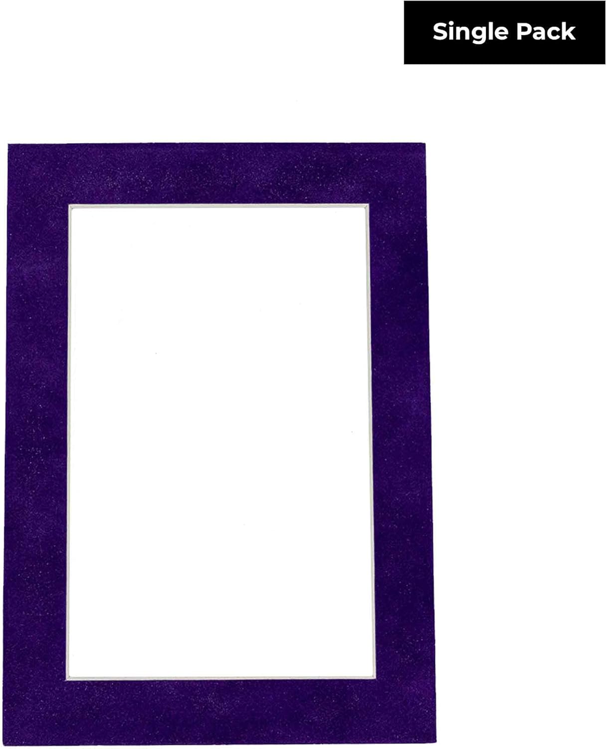 8x10 Mat Bevel Cut for 6x8 Photos - Acid Free Purple Crocus Suede Precut Matboard With Backing Board and Crystal Clear, Self Seal Photo Mat Bag - For Pictures, Photos, Framing - 4-ply Thickness