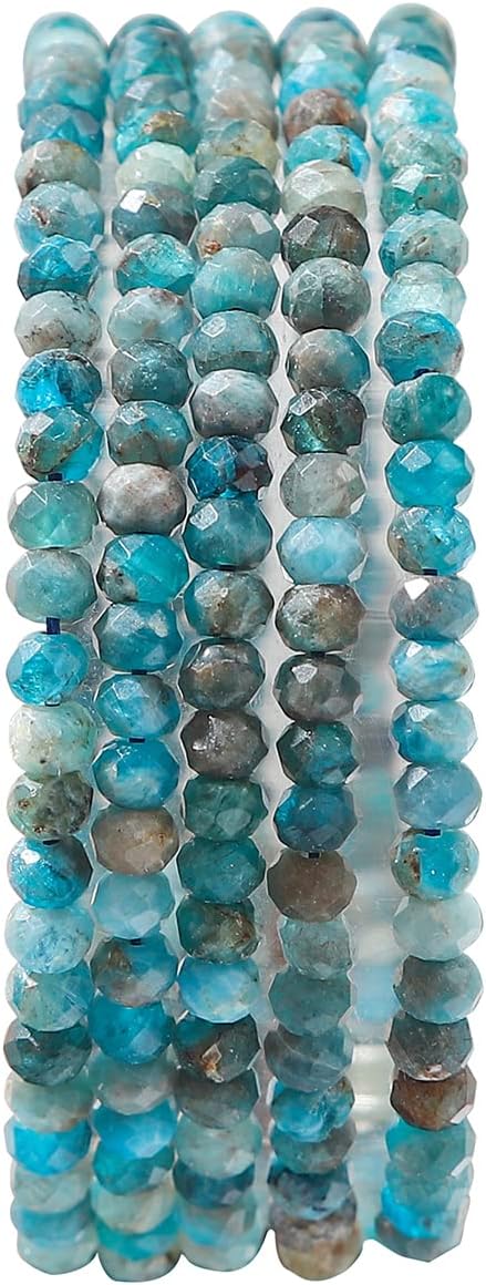 Natural Apatite Beads 4x2mm 120pcs Faceted Rondelle Loose Semi Gemstone Beads for Jewelry Making Design