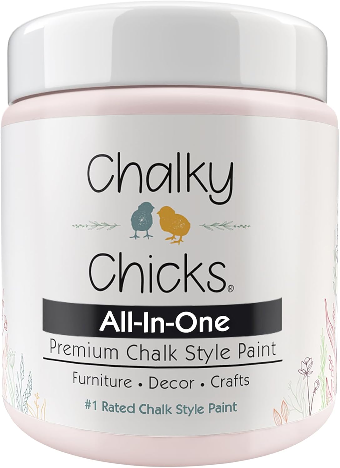 Chalky Chicks All-in-One Chalk Paint for Furniture or Cabinet - 4 Fl Oz - Matte Finish Paris Pink for Metal, Wood Furniture Paint - No Sanding All-in-One for Home Decor & Crafts, USA Made