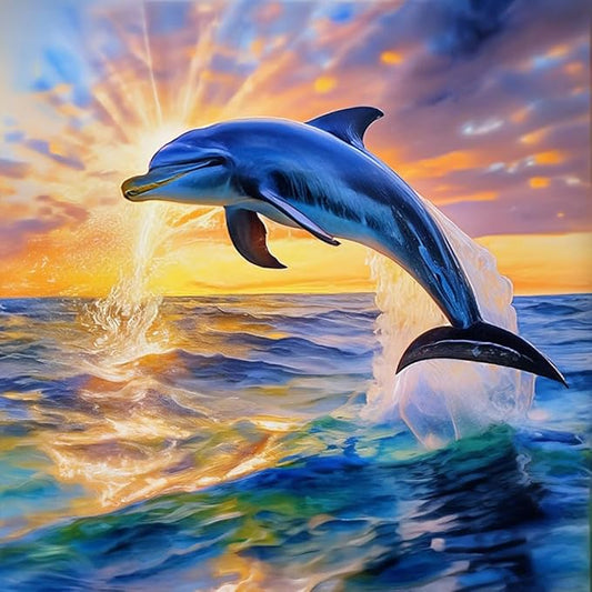 Anuver Dolphin Diamond Art Kits for Adult, Diamond Painting Kits for Beginners, DIY Full Drill Diamond Gem Craft Painting Home Wall Decor, 12x12 Inch