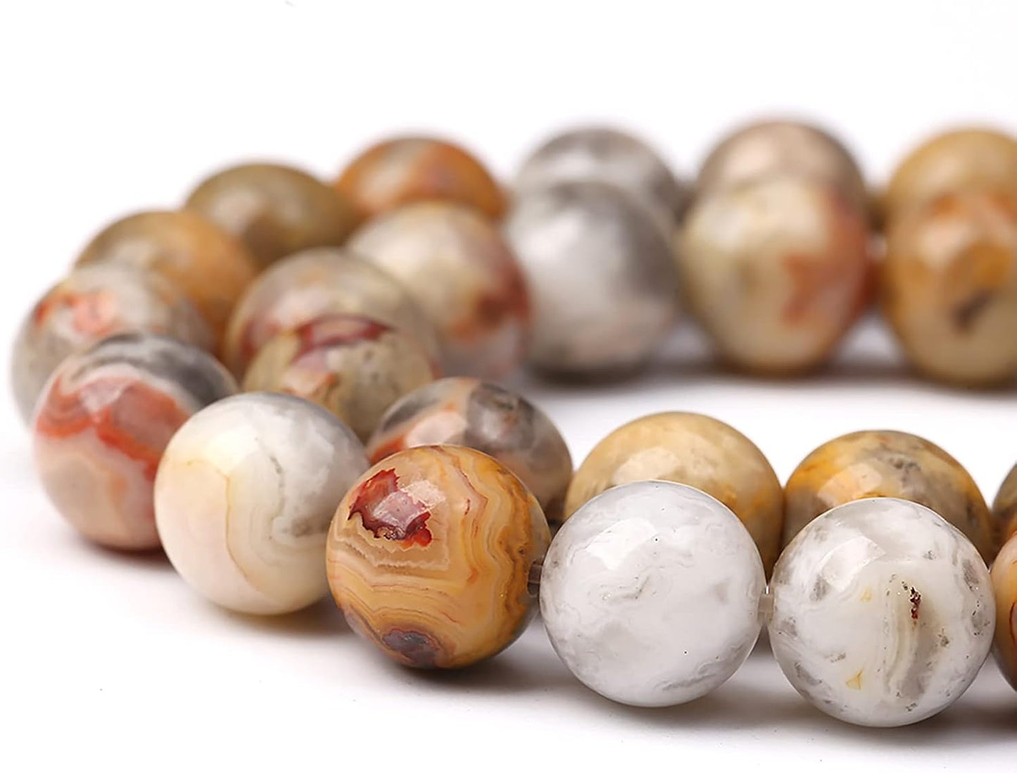 32pcs 12mm Natural Stone Beads Crazy Lace Agate Gemstone Round Loose Beads for Jewelry Making DIY Bracelet Necklace