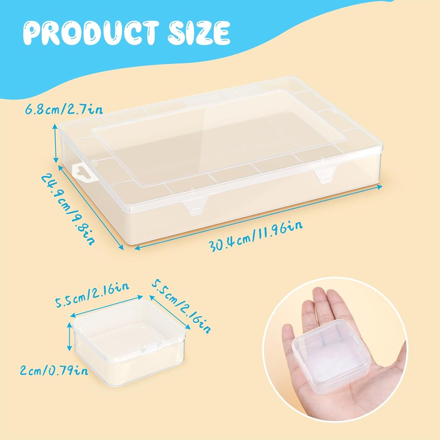 Mathtoxyz Extra Large Bead Organizer, 61 PCS Small Plastic Craft Storage Box with Hinged Lid and Labels Clear Bead Organizers and Storage Boxes for Jewelry, Diamonds, Bracelet Making DIY