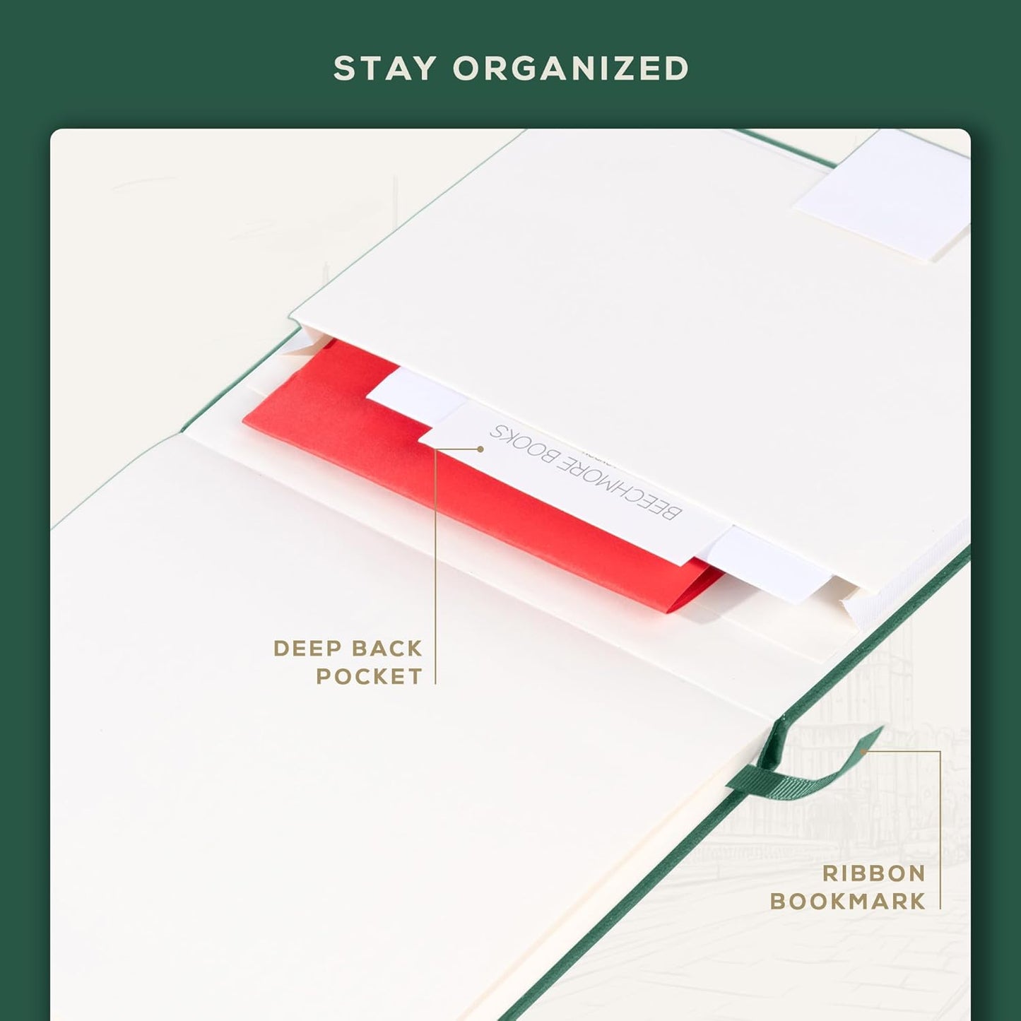 Beechmore Books Square Sketchbook – 8x8 Premium Vegan Leather Bound Large Sketch Book Hardcover with 156 Thick 160gsm Perforated Ivory Pages, Blank Sketch Pad, Gift Boxed Back Pocket, Ribbon Bookmark