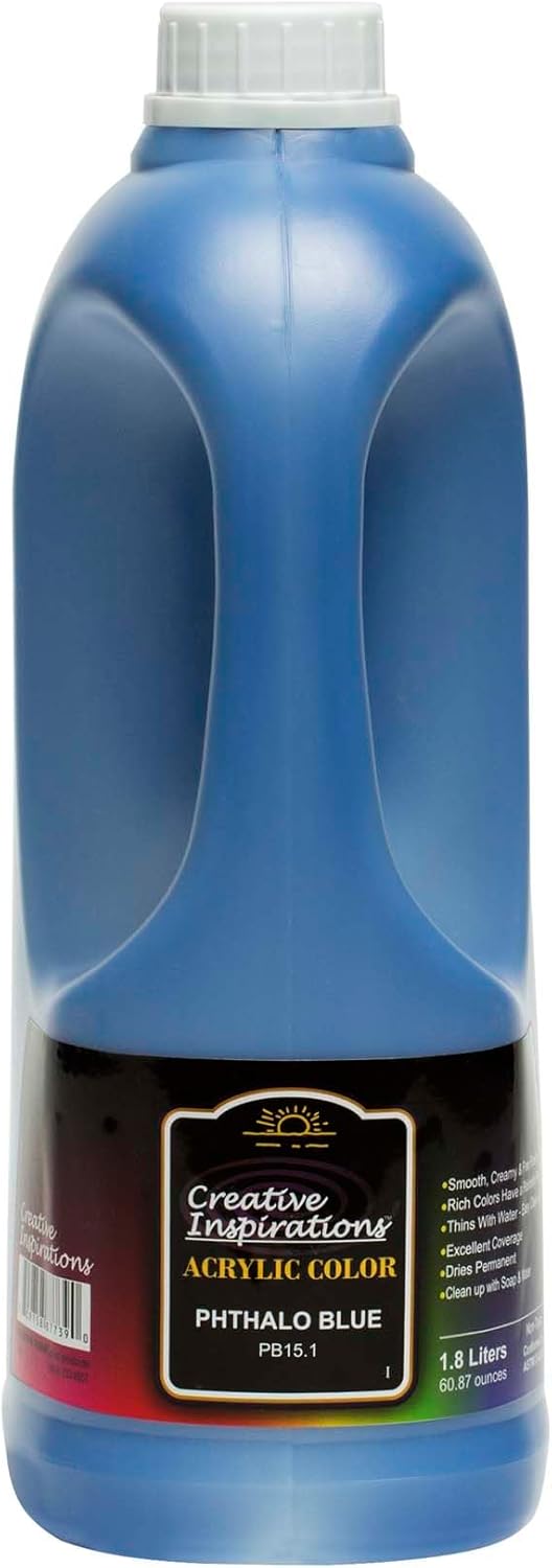 Creative Inspirations Acrylic Paint - Phthalo Blue - 1.8 Liter - Smooth & Creamy Consistency, Vibrant Pigmentation, Great Coverage for Artists - Clean Up with Soap & Water