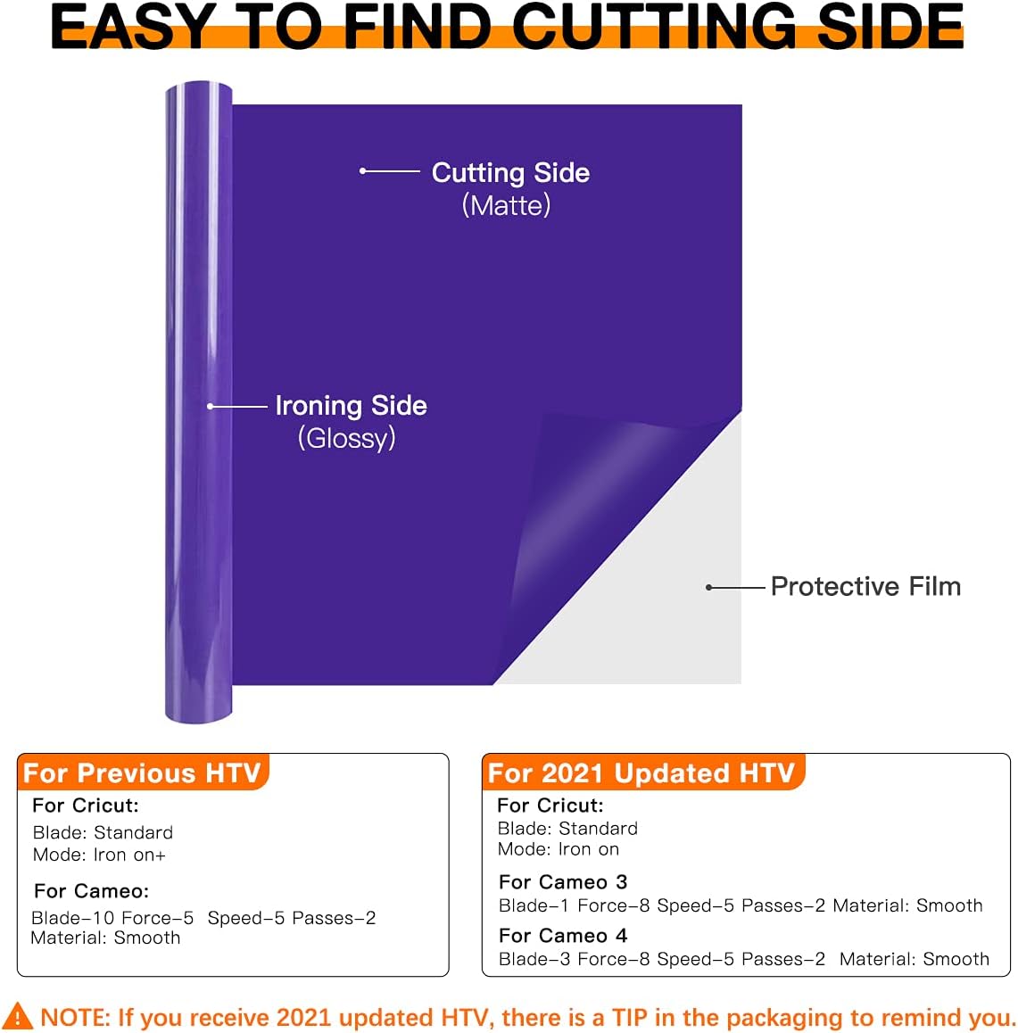 HTVRONT HTV Heat Transfer Vinyl - 12" x 8ft Purple HTV Vinyl for Shirts, Iron on Vinyl for All Cutting Machine - Easy to Cut & Weed for Craft Design (Purple)