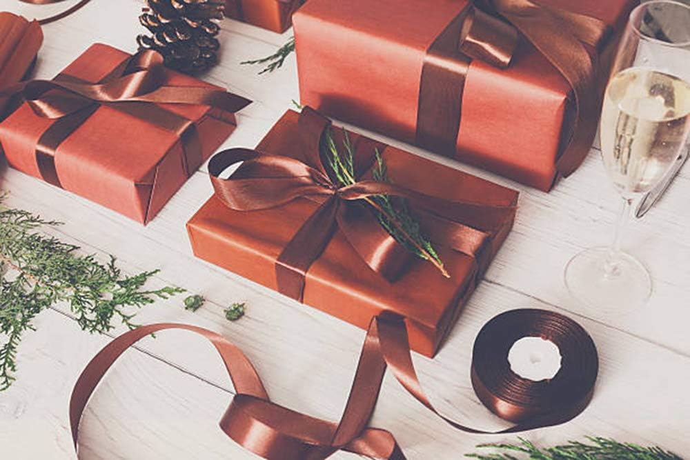 YAMA Double Face Satin Ribbon - 7/8" 25 Yards for Gift Wrapping Ribbons Roll, Burgundy