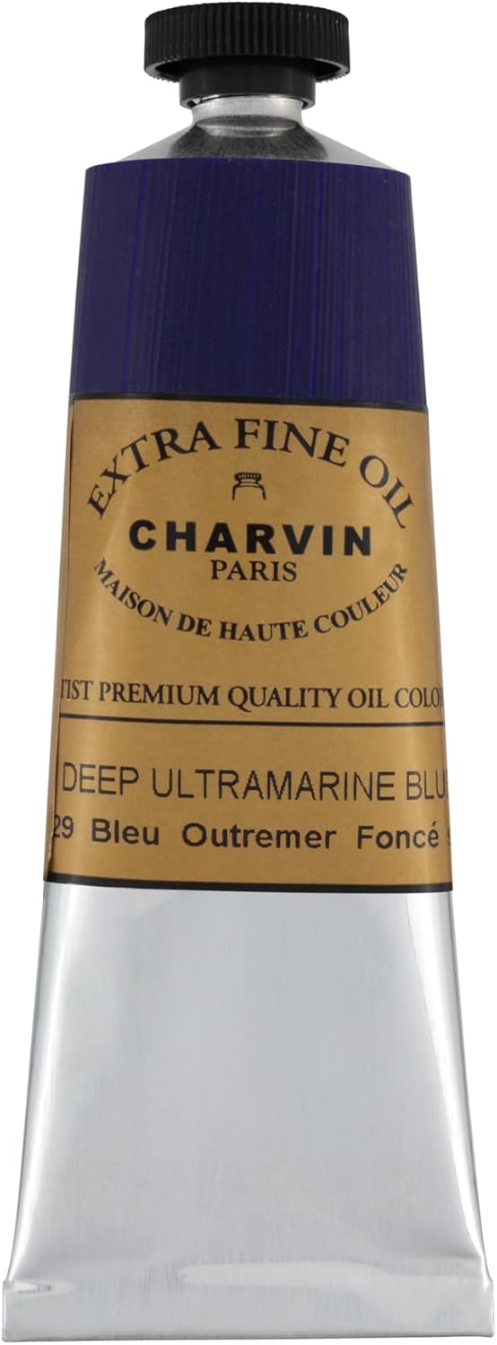 Charvin Extra Fine Oil Paint, Ultramarine Blue Deep 60 mL - Triple-Milled, Rich Texture, Poppy Oil-Based, Light-Fast, Handmade, Archival Quality