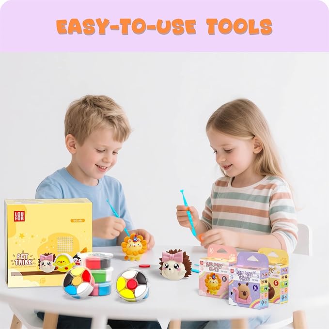 Air Dry Clay for Kids - Modeling Clay Kits, Ultra Light & Soft, Safe & Non-Toxic, 10 Boxes DIY Model Magic Clay 60 Colors with Sculpting Tools und Tutorials, Creative Art Crafts Toys Gifts Boys Girls