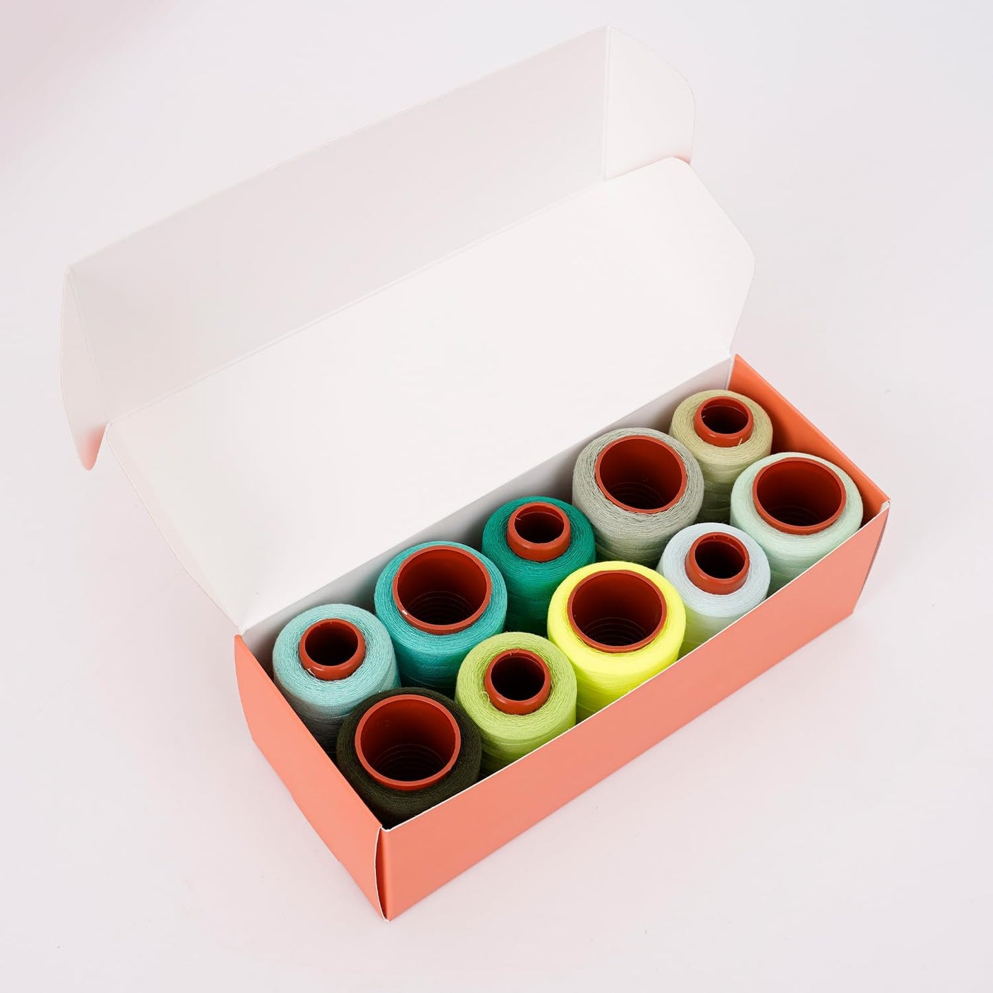 10 Pcs Sewing Thread, All Purpose Sewing Thread, 10 Spools Assorted Colors Each 800 Yards of Polyester Threads for Sewing Machine, Hand Stitching, Quilting, Serger (Green Color System)